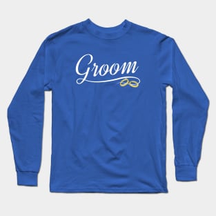 Elegant Groom with Gold Wedding Rings Calligraphy Long Sleeve T-Shirt